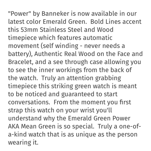 Banneker “Power Green” 53mm men’s watch. Benjamin Banneker wood - Picture 7 of 13